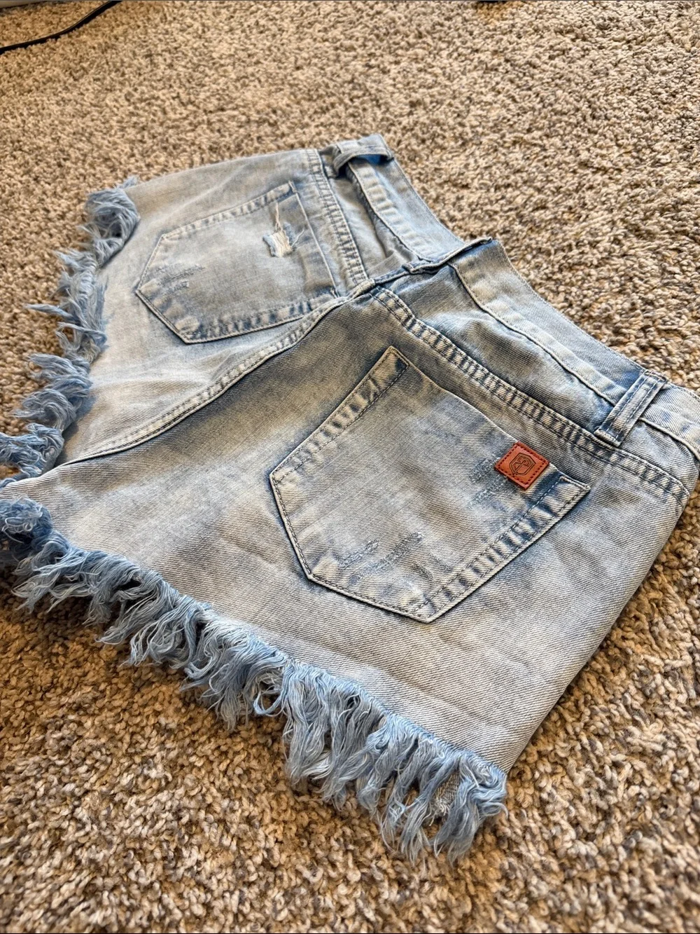 Born Primitive Light Blue Frayed Hem Denim Shorts - Picture 5 of 5